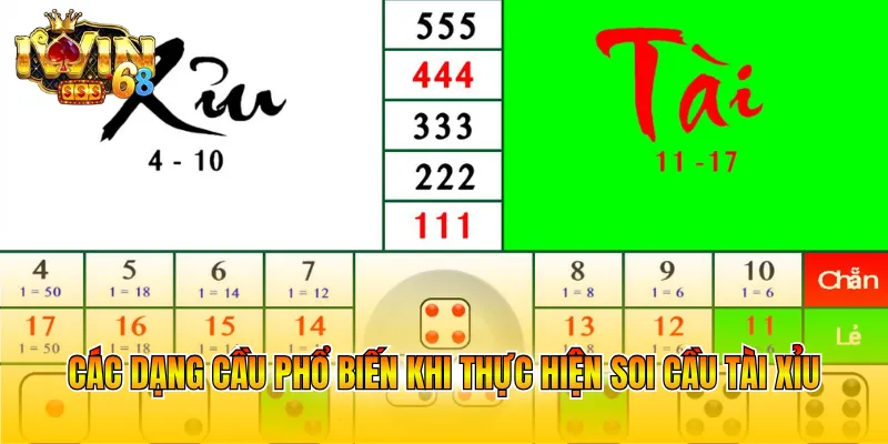 Các dạng phổ biến khi thực hiện soi cầu tài xỉu